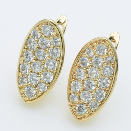 XUPING M&L Серьги Позолота 18к с белыми цирконами Высота 1.9см, Ширина 1м