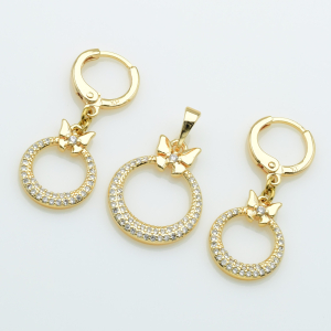 XUPING M&L Комплект Позолота 18к Серьги Высота 3.2см Ширина 1.4см, Кулон Высота 2.6см Ширина 1.6см