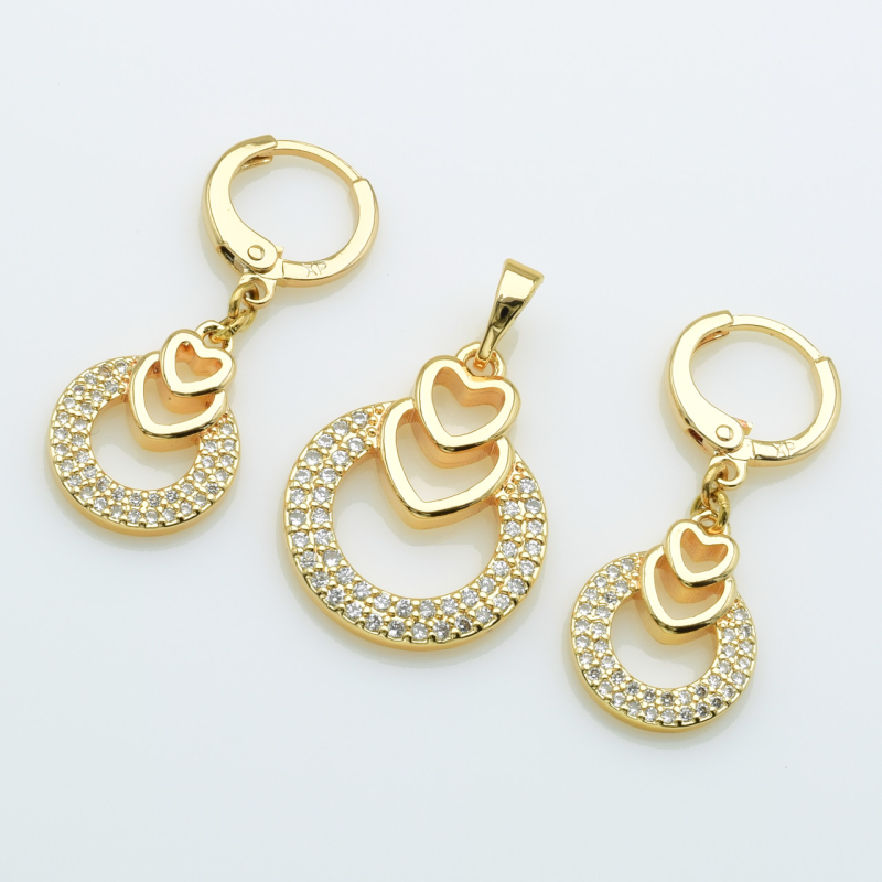 XUPING M&L Комплект Позолота 18к Серьги Высота 3.2см Ширина 1.2см, Кулон Высота 2.8см Ширина 1.7см