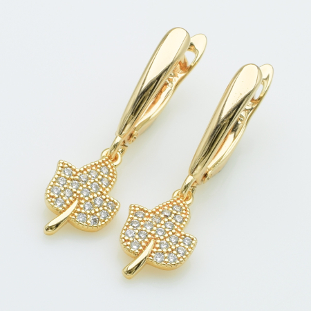 XUPING M&L Серьги Позолота 18к с белыми цирконами Высота 6.7см, Ширина 0.8м
