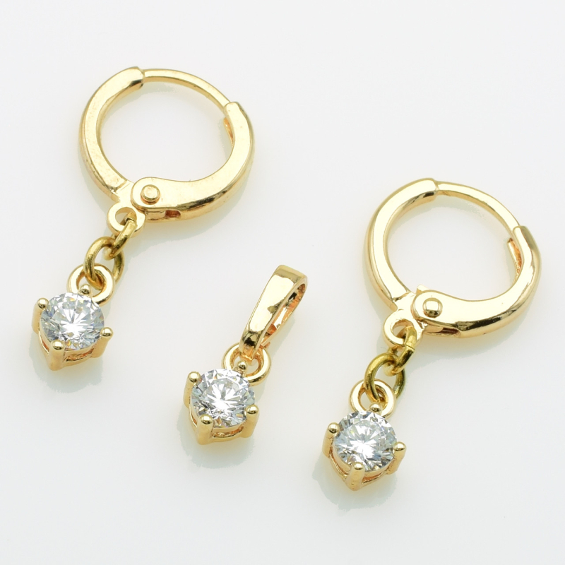 XUPING M&L Комплект Позолота 18к Серьги Высота 2.4см Ширина 0.5см, Кулон Высота 1.3см Ширина 0.5см