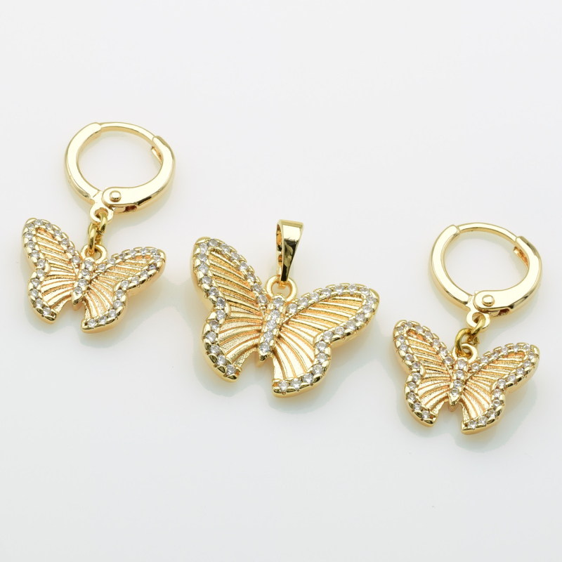 XUPING M&L Комплект Позолота 18к Серьги Высота 2.5см Ширина 1.5см, Кулон Высота 2см Ширина 2см