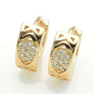 XUPING M&L Серьги Позолота 18к с белыми цирконами Высота 1.2см, Ширина 0.5см