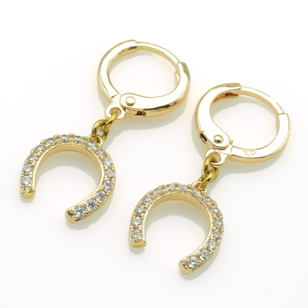 XUPING M&L Серьги Позолота 18к с белыми цирконами Высота 2.8см, Ширина 1.1см