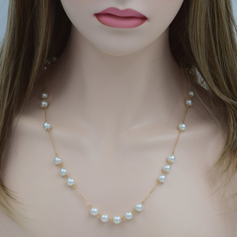 XUPING M&L Колье Позолота 18к с жемчугом Длина 60+5см, Ширина 0.8см