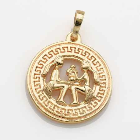 XUPING M&L Кулон Позолота 18к Знак зодіаку Близнюки, Висота 2.8см, Ширина 2см