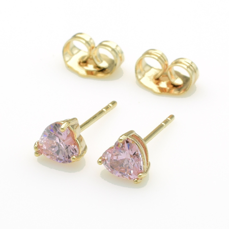 XUPING M&L Серьги Позолота 18к с розовыми цирконами Высота 0.55см, Ширина 0.5см