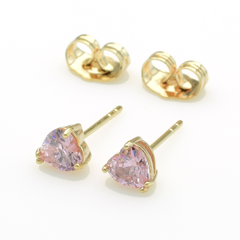 XUPING M&L Серьги Позолота 18к с розовыми цирконами Высота 0.55см, Ширина 0.5см