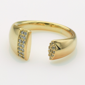 XUPING Кольцо Позолота 18к с белыми цирконами, Ширина 1см, Размер 16-17 (регулируемый)