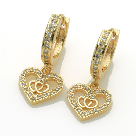XUPING M&L Серьги Позолота 18к с белыми цирконами Высота 2.9см, Ширина 1.3см