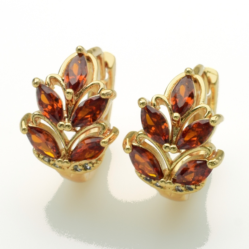 XUPING M&L Серьги Позолота 18к с красными цирконами Высота 1.5см, Ширина 1.1см