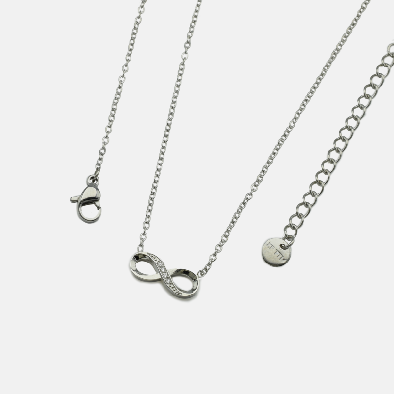 XUPING Колье Сталь с белыми цирконами Длина 43+5см, Ширина 0.15см, Высота 0.6см Ширина 1.5см