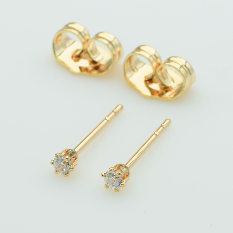 XUPING M&L Серьги Позолота 18к с белыми цирконами Высота 0.2см, Ширина 0.2см