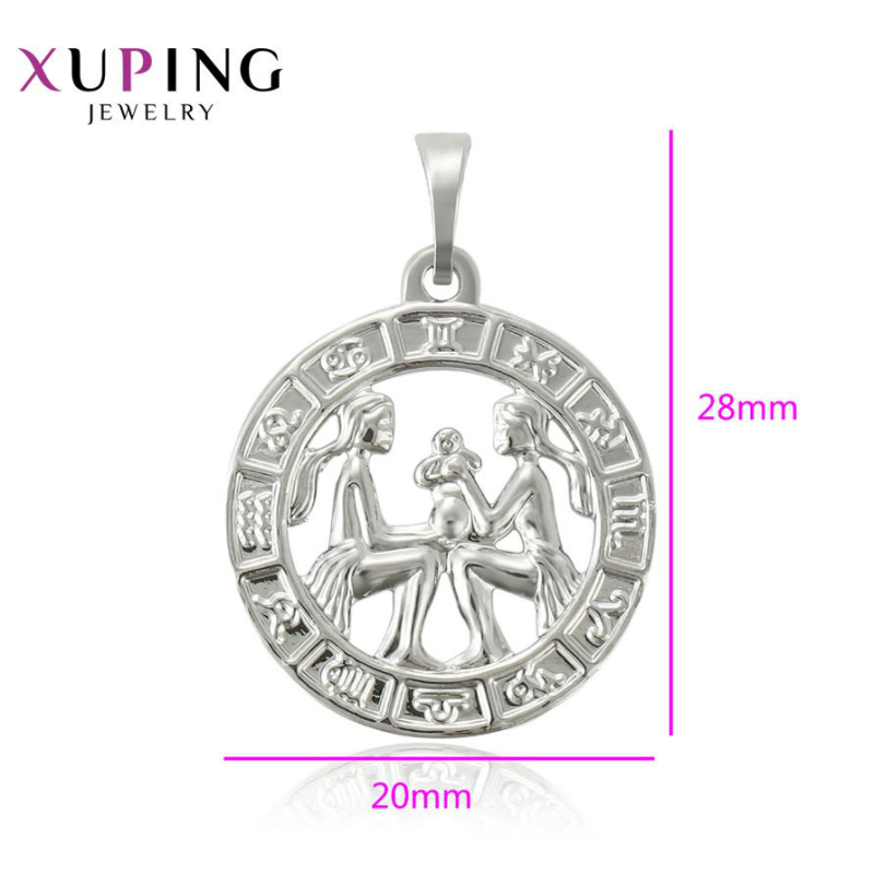 XUPING Кулон Родий Знак Зодиака Рыбы Высота 2.8см, Ширина 2см