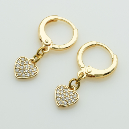 XUPING M&L Серьги Позолота 18к с белыми цирконами Высота 2.4см, Ширина 0.7см