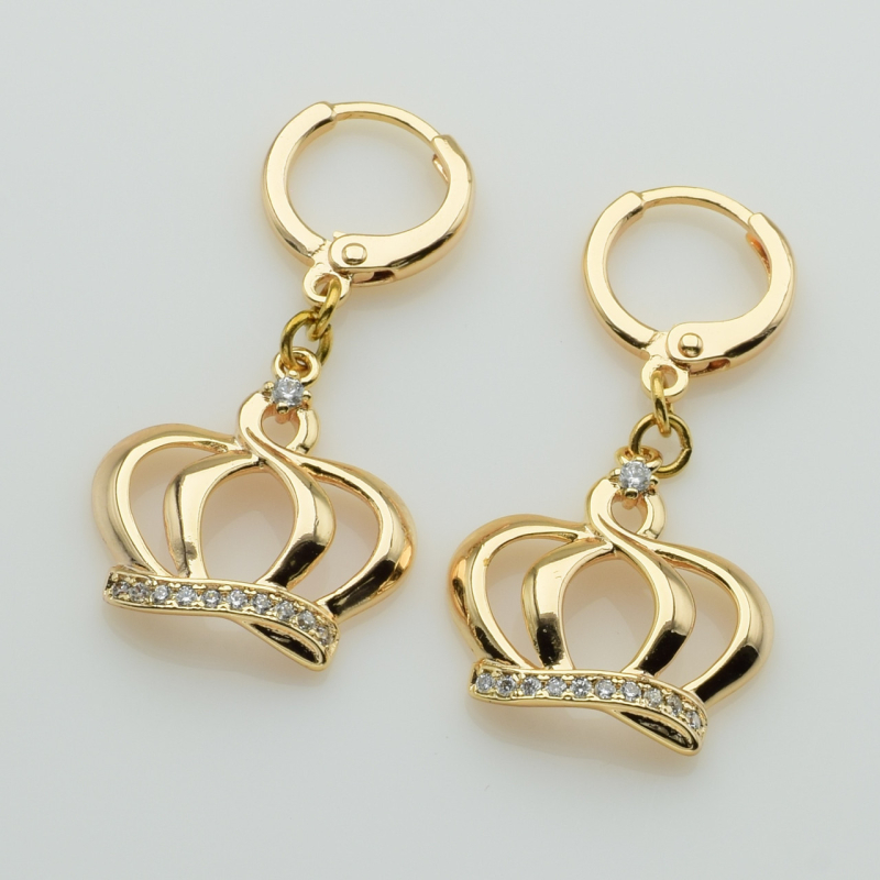 XUPING M&L Серьги Позолота 18к с белыми цирконами Высота 3.4см, Ширина 1.7см