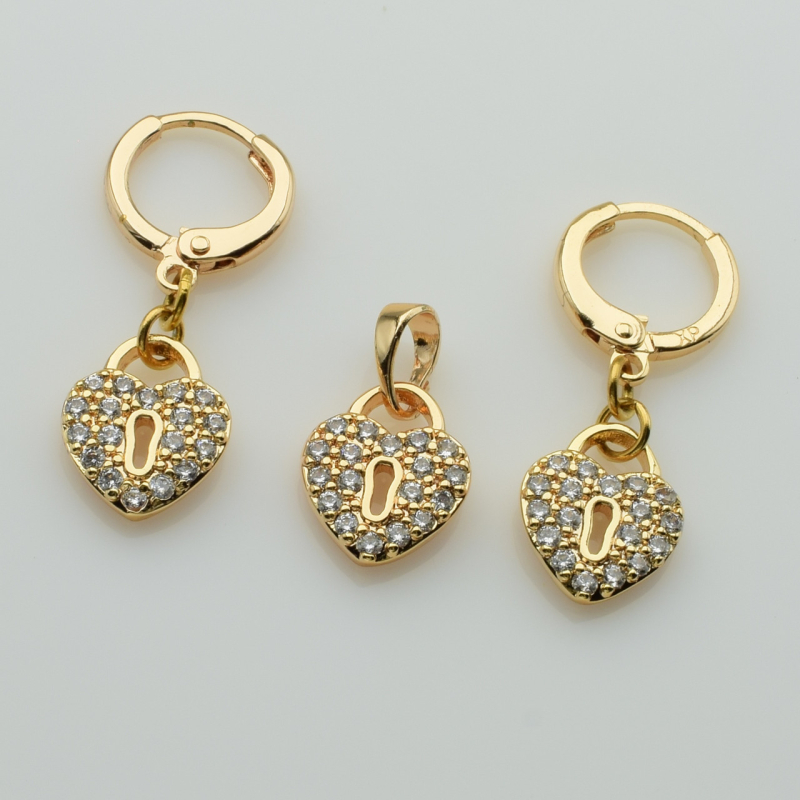 XUPING M&L Комплект Позолота 18к Серьги Высота 2.9см Ширина 1см, Кулон Высота 1.7см Ширина 1см