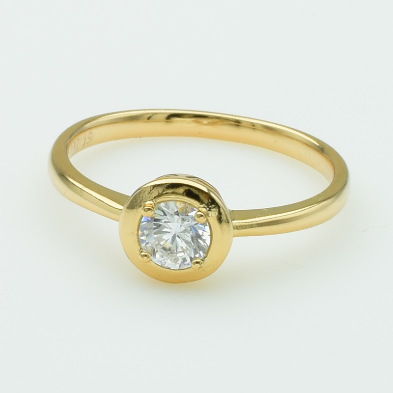 XUPING Кольцо Позолота 18к с белыми цирконами Ширина 0.8см, Размер 19