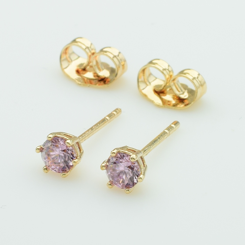 XUPING M&L Серьги Позолота 18к с розовыми цирконами Высота 0.45см, Ширина 0.45см