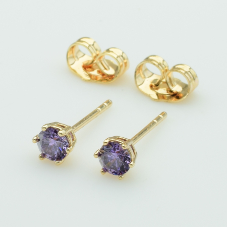 XUPING M&L Серьги Позолота 18к с фиолетовыми цирконами Высота 0.45см, Ширина 0.45см