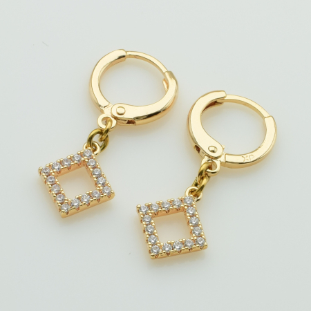 XUPING M&L Серьги Позолота 18к с белыми цирконами Высота 2.8см, Ширина 1.1см