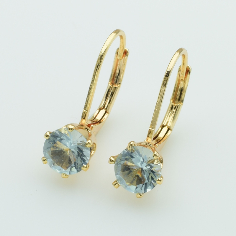 XUPING M&L Серьги Позолота 18к с голубыми цирконами Высота 1.9см, Ширина 0.6см