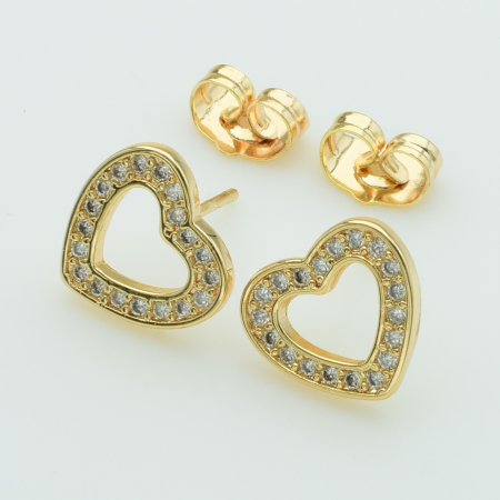 XUPING M&L Серьги Позолота 18к с белыми цирконами Высота 1.1см, Ширина 1.2см
