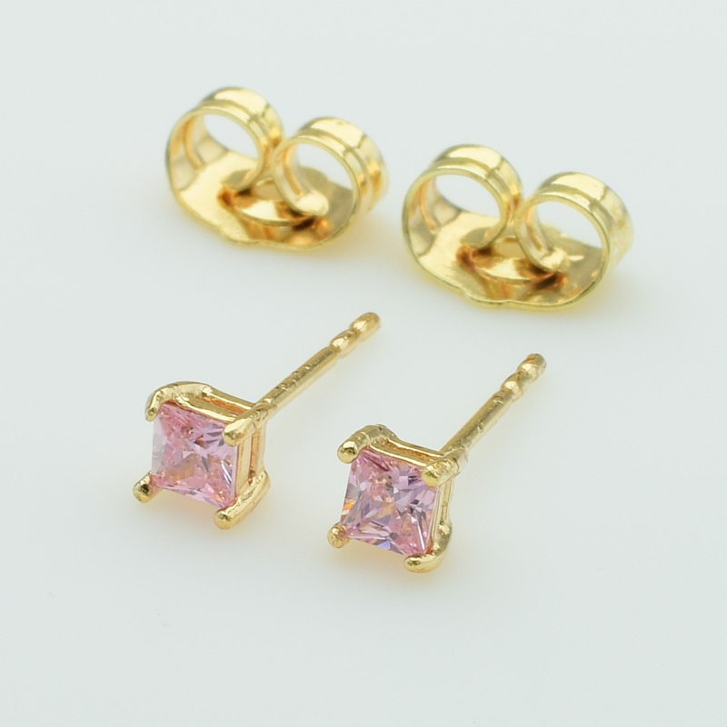 XUPING M&L Серьги Позолота 18к с розовыми цирконами Высота 0.4см, Ширина 0.4см