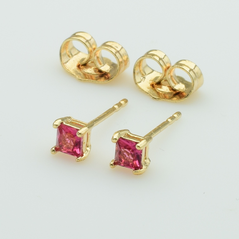 XUPING M&L Серьги Позолота 18к с малиновыми цирконами Высота 0.4см, Ширина 0.4см