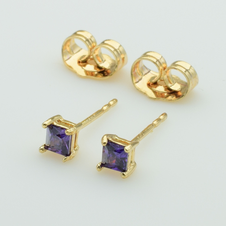 XUPING M&L Серьги Позолота 18к с фиолетовыми цирконами Высота 0.4см, Ширина 0.4см