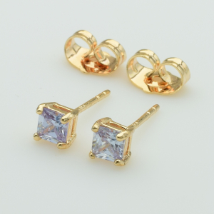 XUPING M&L Серьги Позолота 18к с фиолетовыми цирконами Высота 0.5см, Ширина 0.5см