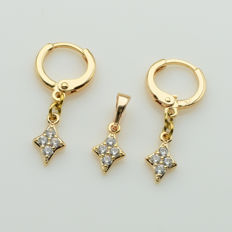 XUPING M&L Комплект Позолота 18к Серьги Высота 2.7см Ширина 0.7см, Кулон Высота 1.7см Ширина 0.7см