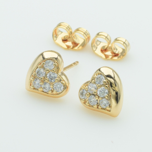 XUPING M&L Серьги Позолота 18к с белыми цирконами Высота 0.9см, Ширина 1см
