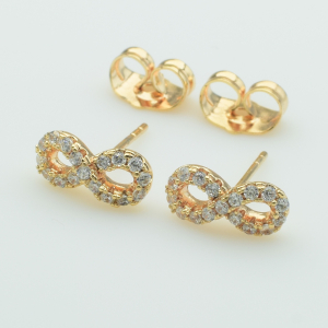 XUPING M&L Серьги Позолота 18к с белыми цирконами Высота 1.1см, Ширина 0.5см