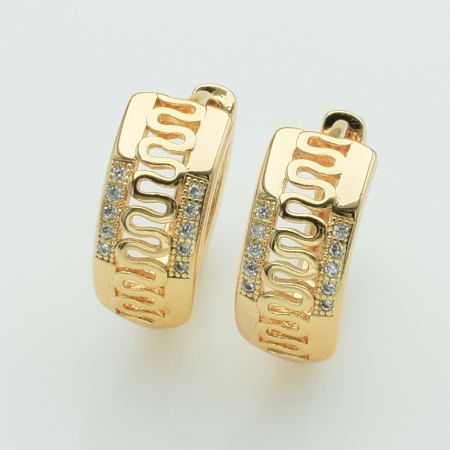 XUPING M&L Серьги Позолота 18к с белыми цирконами Высота 1.5см, Ширина 0.7см