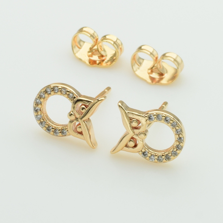 XUPING M&L Серьги Позолота 18к с белыми цирконами Высота 1.1см, Ширина 0.8см