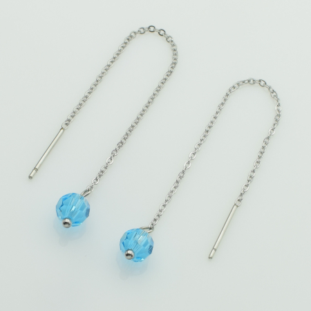 XUPING Сережки Сталь з блакитними цирконами Висота ≈9.4см, Ширина 0.6см