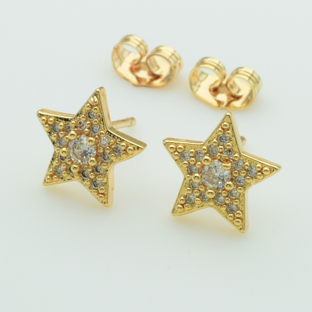 XUPING M&L Серьги Позолота 18к с белыми цирконами Высота 1.2см, Ширина 1.2м