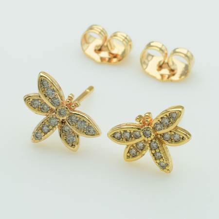 XUPING M&L Серьги Позолота 18к с белыми цирконами Высота 0.9см, Ширина 1.2м