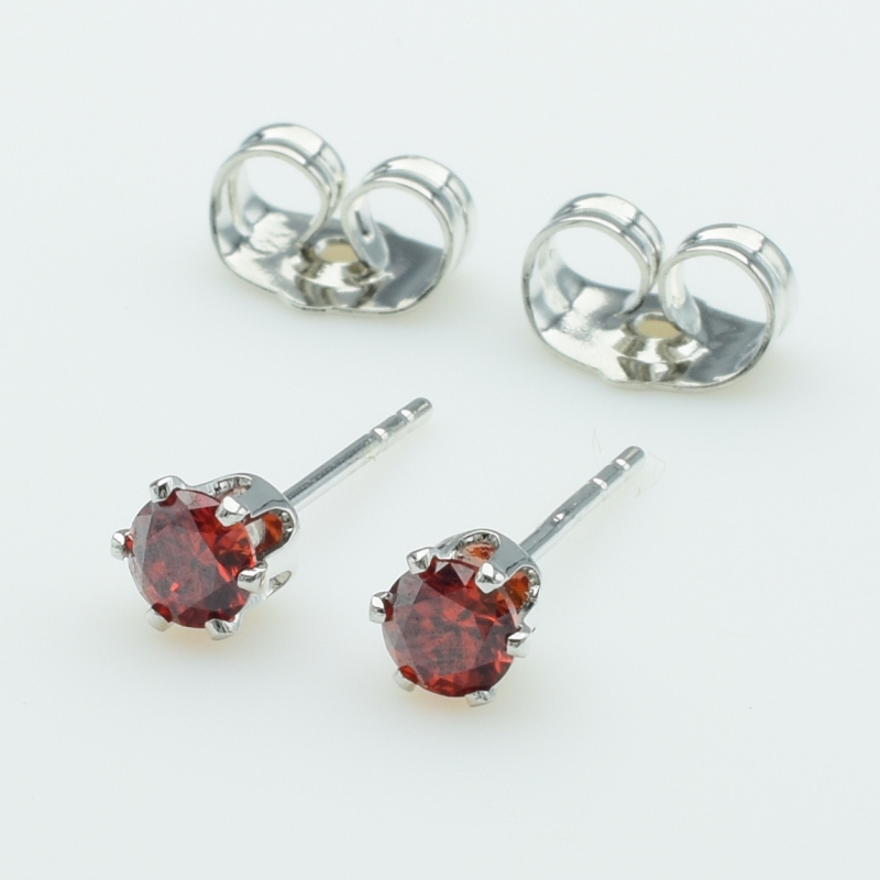 XUPING Серьги Родий с красными цирконами Высота 0.45см, Ширина 0.45см