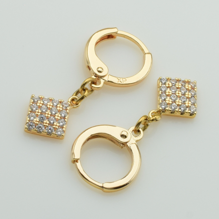 XUPING M&L Сережки Позолота 18к з білим цирконом Висота 2.8см, Ширина 0.9см