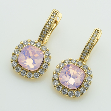 XUPING Серьги Позолота 18к Камни Swarovski Высота 2.6см, Ширина 1.3см