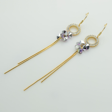 XUPING Серьги Позолота 18к Камни Swarovski Высота 10.5см, Ширина 1.4см