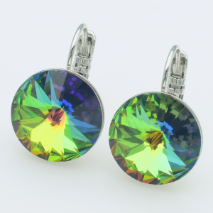 XUPING Серьги Родий Камни Swarovski "Vitrail Medium", Высота 2см, Ширина 1.4см