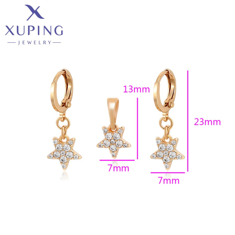 XUPING Комплект Позолота 18к Сережки Висота 2.3см Ширина 0.7см, Кулон Висота 1.3см Ширина 0.7см
